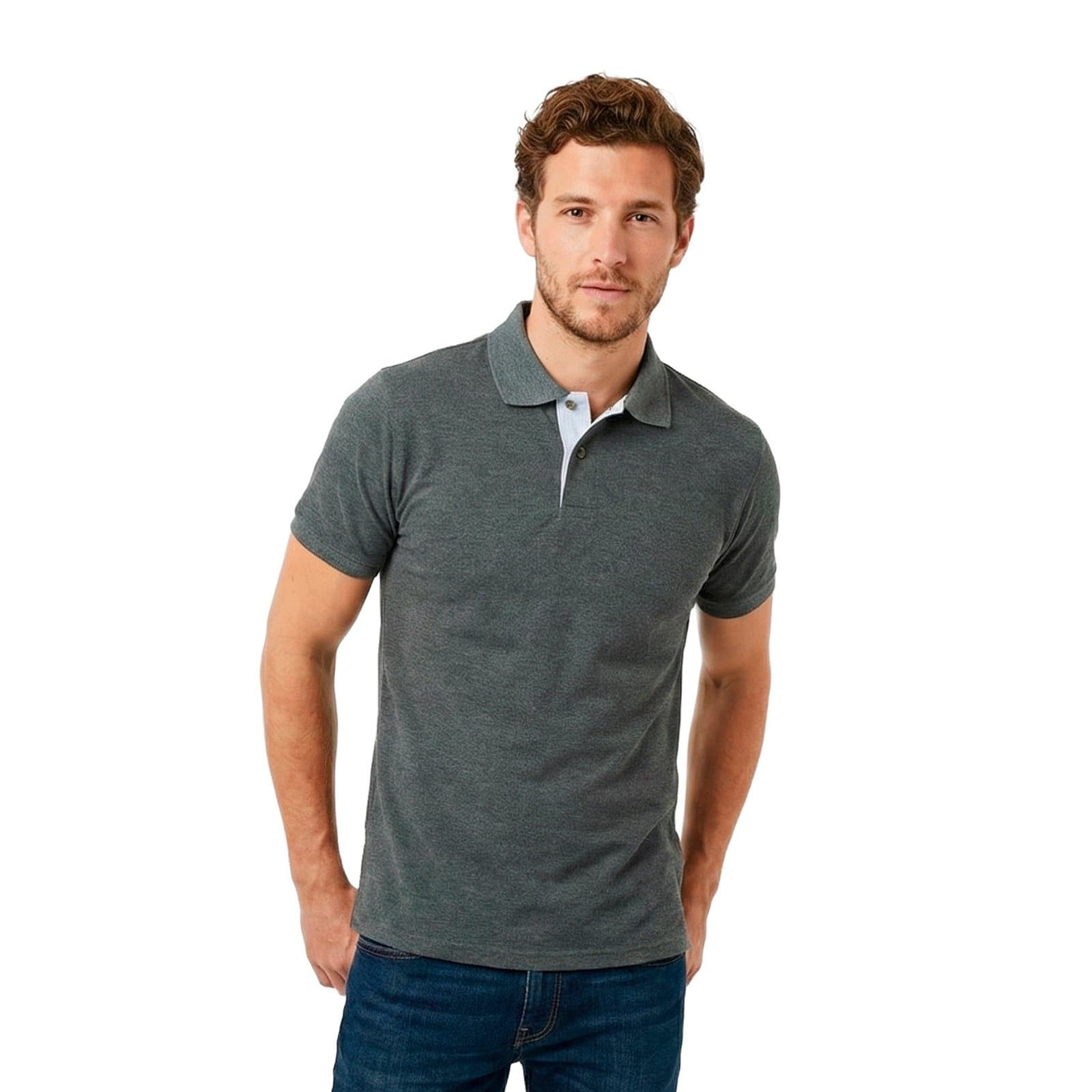 Camiseta tipo polo de dotación MADOCO en Blanco